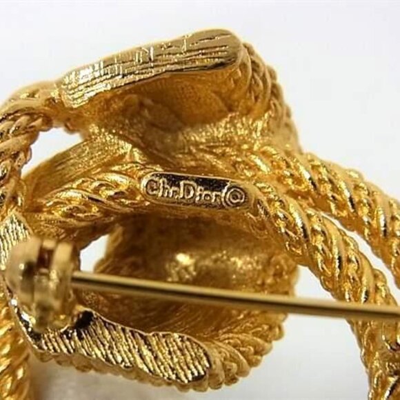 Christian Dior Brooch Gold Metal Rhinestone Super - Picture 4 of 4